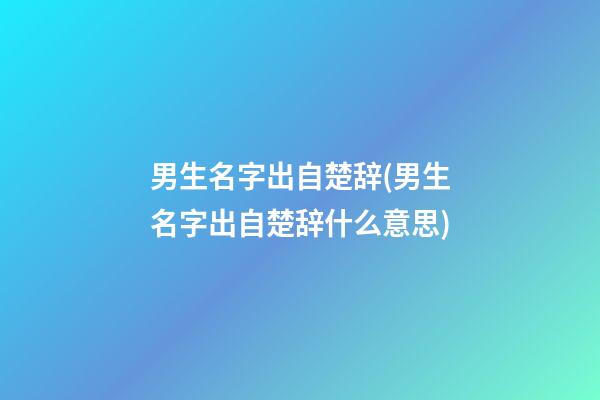 男生名字出自楚辞(男生名字出自楚辞什么意思)