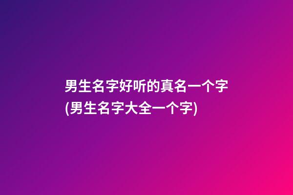 男生名字好听的真名一个字(男生名字大全一个字)