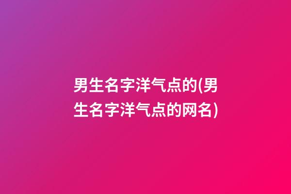 男生名字洋气点的(男生名字洋气点的网名)