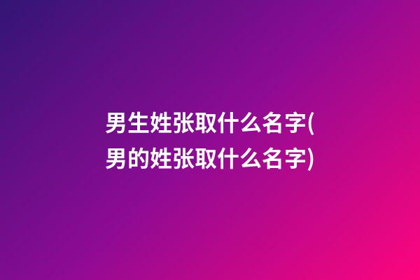 男生姓张取什么名字(男的姓张取什么名字)