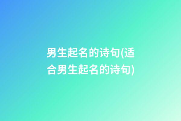 男生起名的诗句(适合男生起名的诗句)