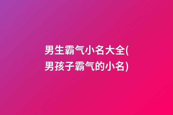 男生霸气小名大全(男孩子霸气的小名)
