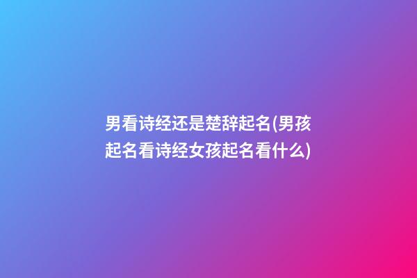 男看诗经还是楚辞起名(男孩起名看诗经女孩起名看什么)
