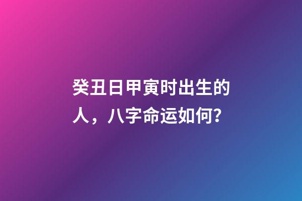 癸丑日甲寅时出生的人，八字命运如何？