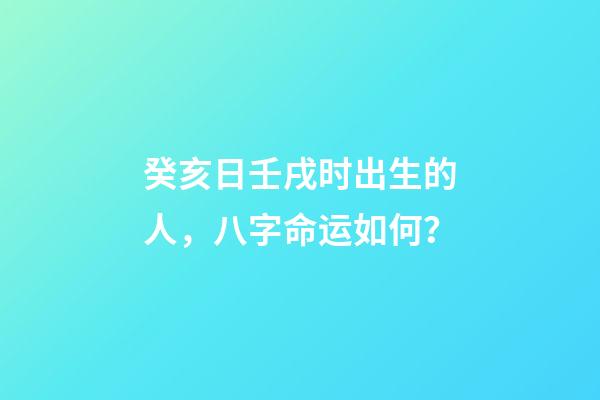 癸亥日壬戌时出生的人，八字命运如何？