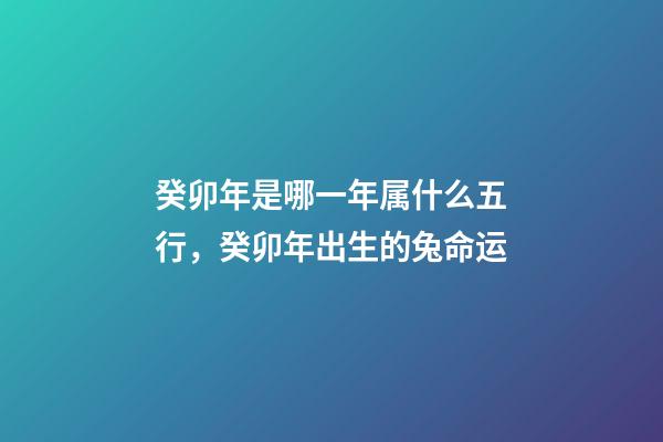 癸卯年是哪一年属什么五行，癸卯年出生的兔命运