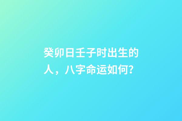 癸卯日壬子时出生的人，八字命运如何？