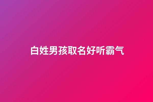 白姓男孩取名好听霸气