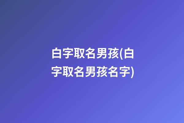 白字取名男孩(白字取名男孩名字)