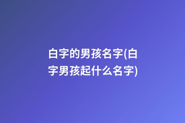 白字的男孩名字(白字男孩起什么名字)