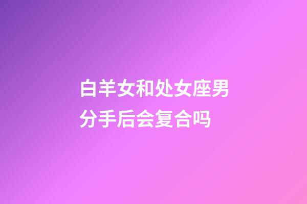 白羊女和处女座男分手后会复合吗-第1张-星座运势-玄机派