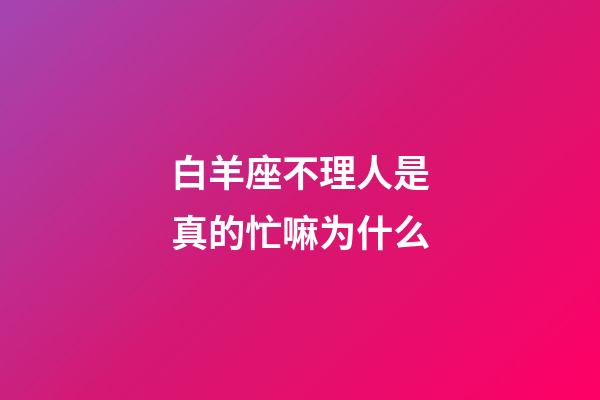 白羊座不理人是真的忙嘛为什么-第1张-星座运势-玄机派