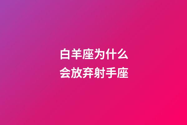 白羊座为什么会放弃射手座-第1张-星座运势-玄机派