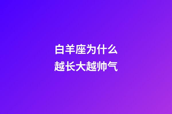 白羊座为什么越长大越帅气-第1张-星座运势-玄机派