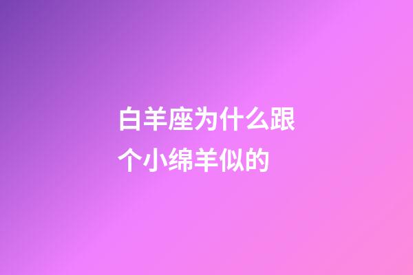 白羊座为什么跟个小绵羊似的-第1张-星座运势-玄机派