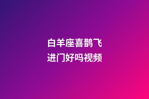 白羊座喜鹊飞进门好吗视频-第1张-星座运势-玄机派