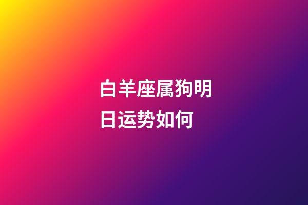 白羊座属狗明日运势如何-第1张-星座运势-玄机派