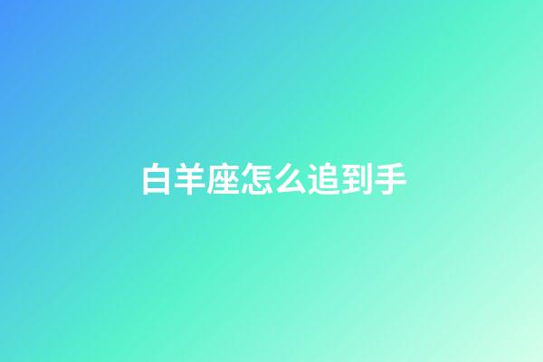 白羊座怎么追到手