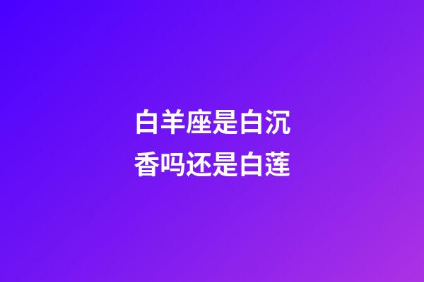 白羊座是白沉香吗还是白莲-第1张-星座运势-玄机派