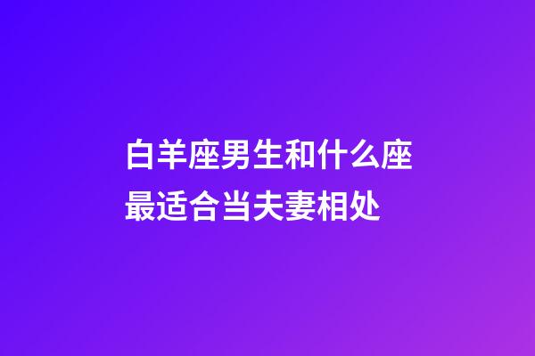 白羊座男生和什么座最适合当夫妻相处-第1张-星座运势-玄机派