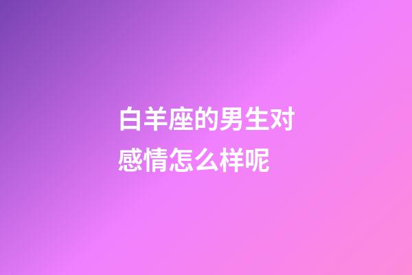 白羊座的男生对感情怎么样呢-第1张-星座运势-玄机派