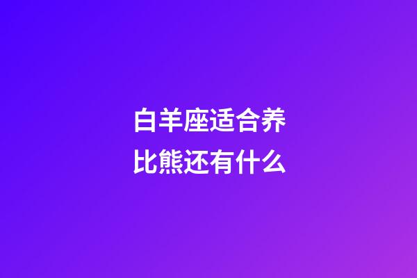 白羊座适合养比熊还有什么-第1张-星座运势-玄机派