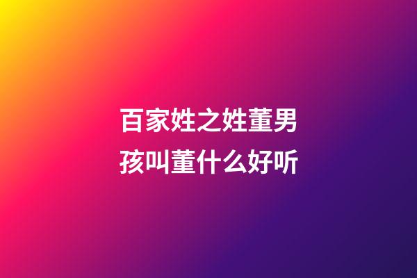 百家姓之姓董男孩叫董什么好听