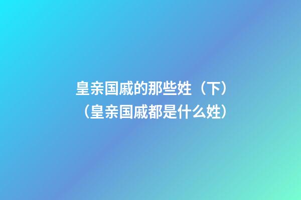 皇亲国戚的那些姓（下）（皇亲国戚都是什么姓）