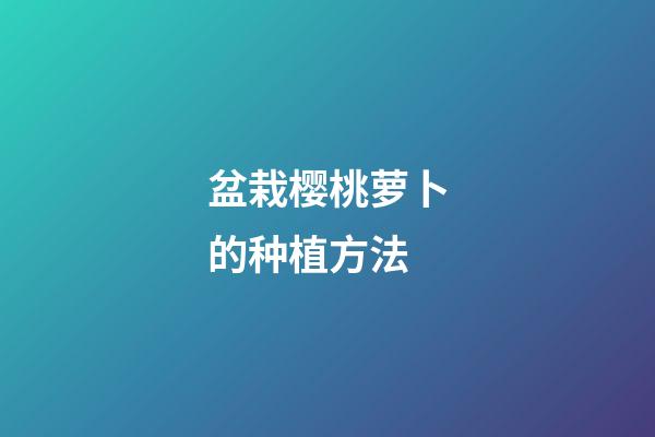 盆栽樱桃萝卜的种植方法
