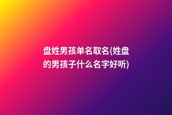 盘姓男孩单名取名(姓盘的男孩子什么名字好听)