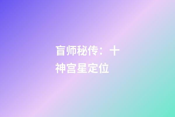盲师秘传：十神宫星定位