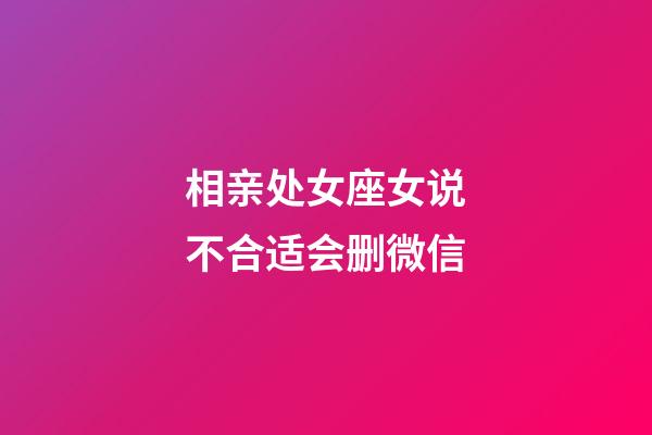 相亲处女座女说不合适会删微信-第1张-星座运势-玄机派