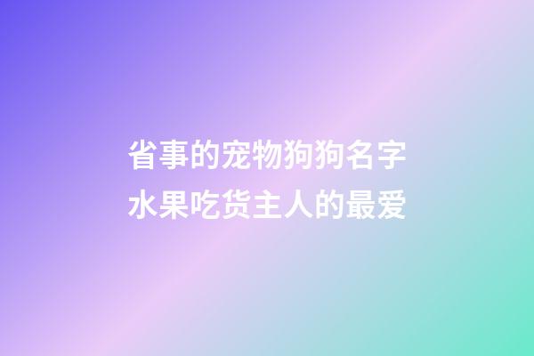 省事的宠物狗狗名字水果吃货主人的最爱