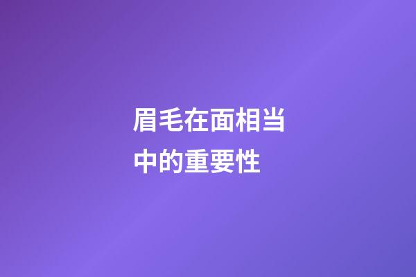 眉毛在面相当中的重要性