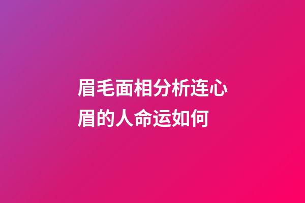 眉毛面相分析连心眉的人命运如何