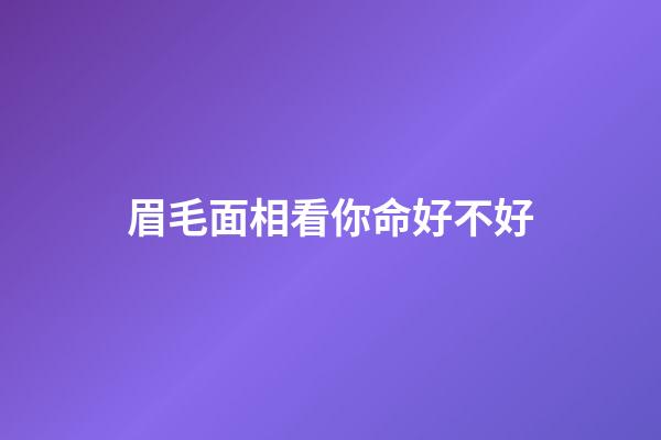 眉毛面相看你命好不好