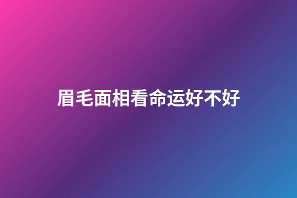 眉毛面相看命运好不好