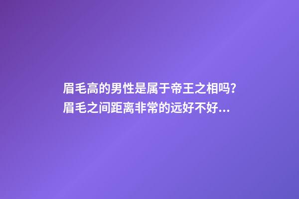 眉毛高的男性是属于帝王之相吗？眉毛之间距离非常的远好不好？