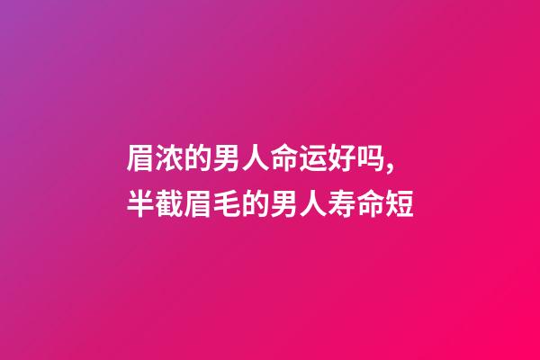 眉浓的男人命运好吗,半截眉毛的男人寿命短-第1张-观点-玄机派
