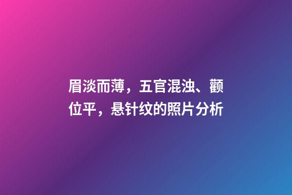 眉淡而薄，五官混浊、颧位平，悬针纹的照片分析