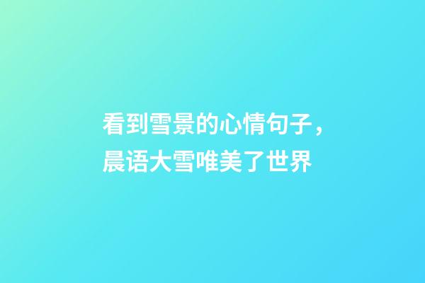 看到雪景的心情句子，晨语大雪唯美了世界-第1张-观点-玄机派