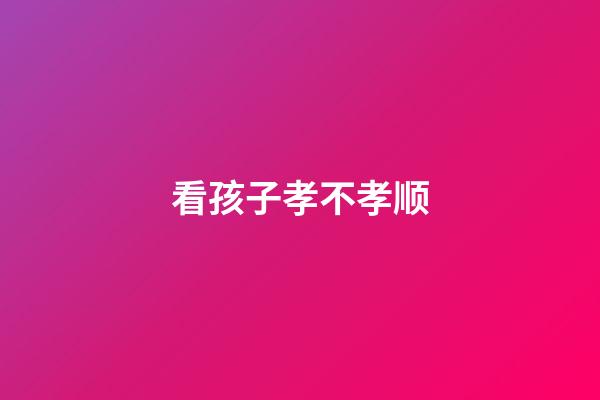 看孩子孝不孝顺