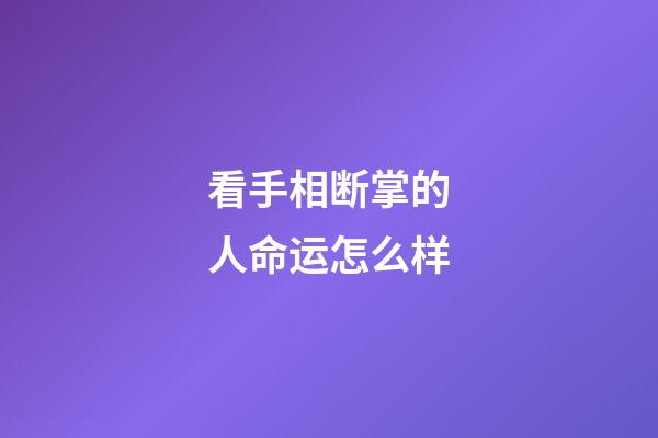 看手相断掌的人命运怎么样