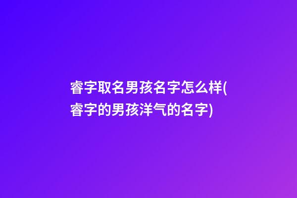 睿字取名男孩名字怎么样(睿字的男孩洋气的名字)
