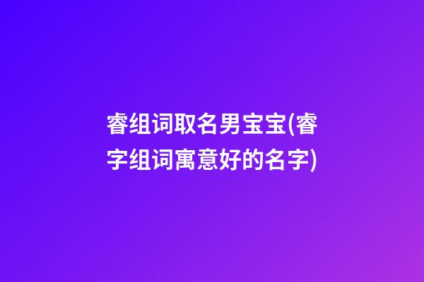 睿组词取名男宝宝(睿字组词寓意好的名字)