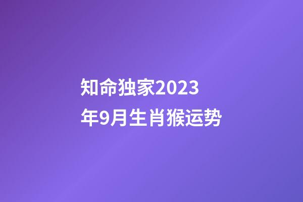 知命独家2023年9月生肖猴运势