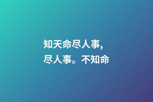 知天命尽人事,尽人事。不知命-第1张-观点-玄机派