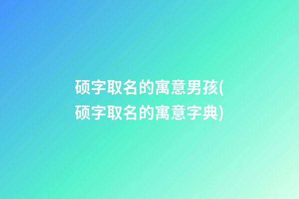 硕字取名的寓意男孩(硕字取名的寓意字典)