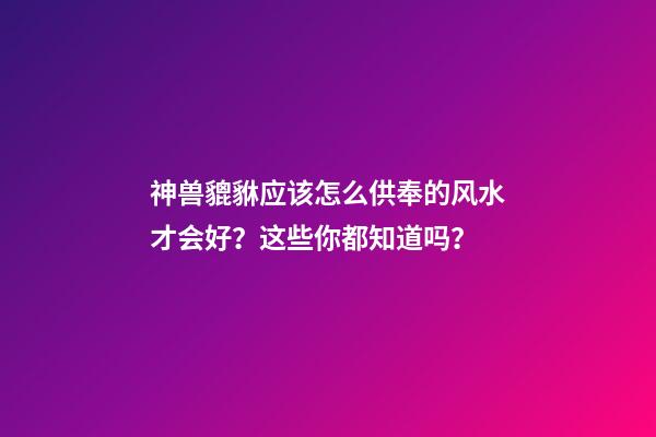 神兽貔貅应该怎么供奉的风水才会好？这些你都知道吗？