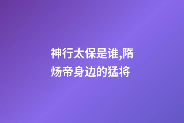 神行太保是谁,隋炀帝身边的猛将-第1张-观点-玄机派